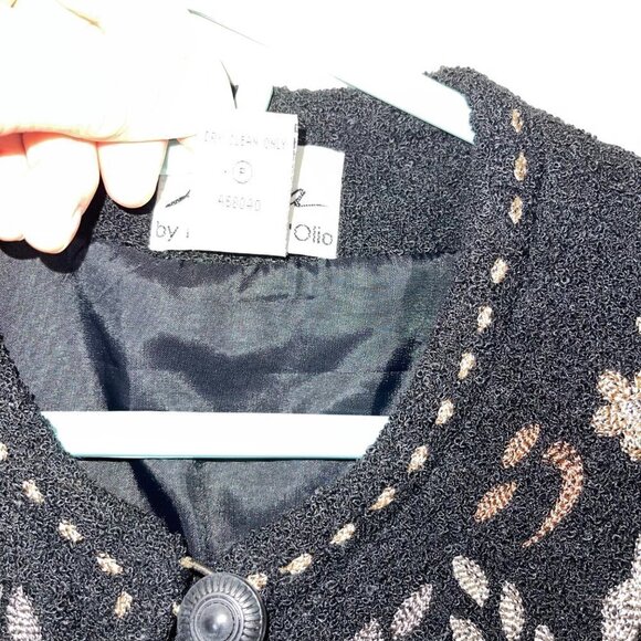 Linea by Louis Dell’Olio Vintage Womens Embroidered Sweater Jacket Size Small Bl - Picture 5 of 11